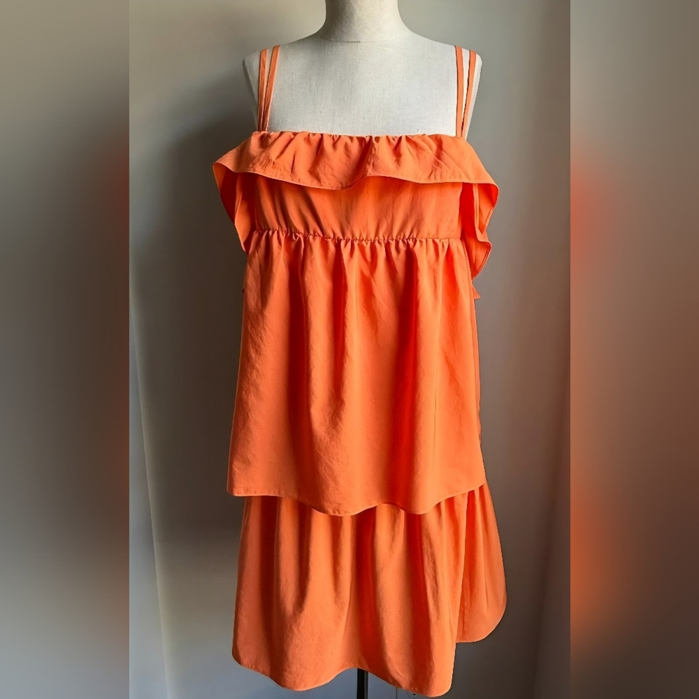 ITALIAN FIORUCCI Orange Ruffle Layered Dress NWT Size 2/38